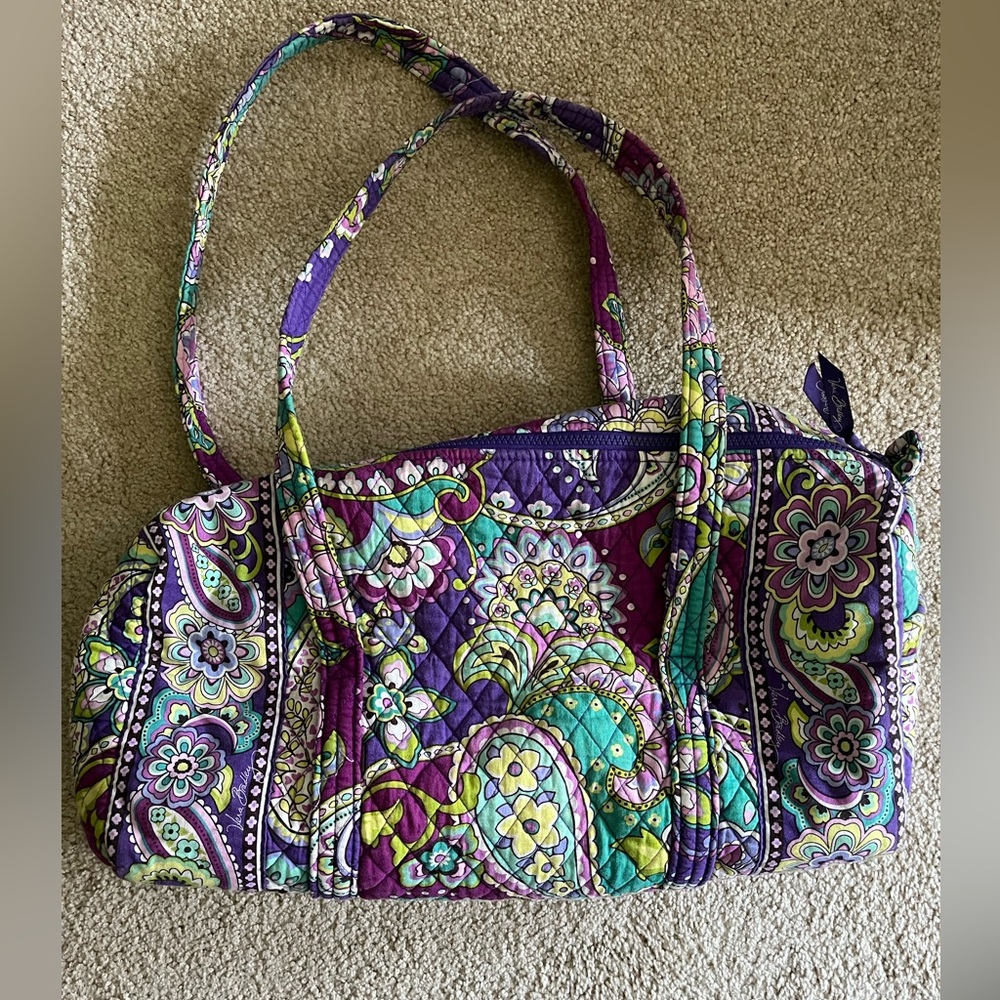 vera bradley paisley purple & green duffel bag EUC